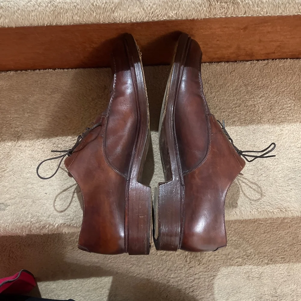 Santoni Brown Leather Oxfords & Derbys Men’s Size 9.5 In Good Condition